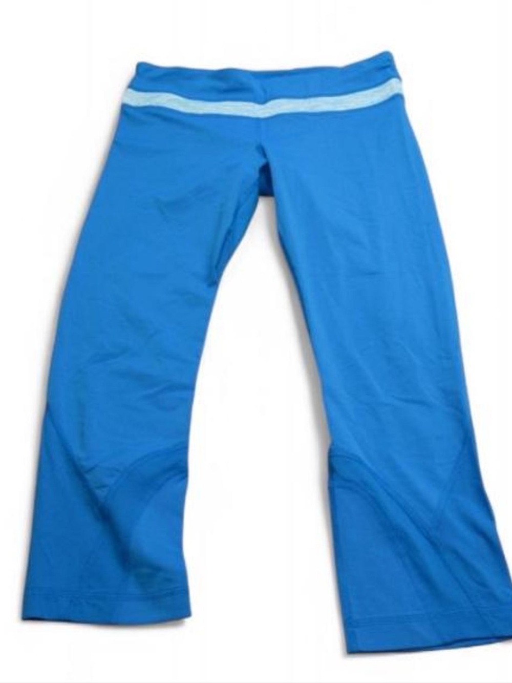 lululemon athletica Bright Blue Capri Leggings with Light Blue Waistband